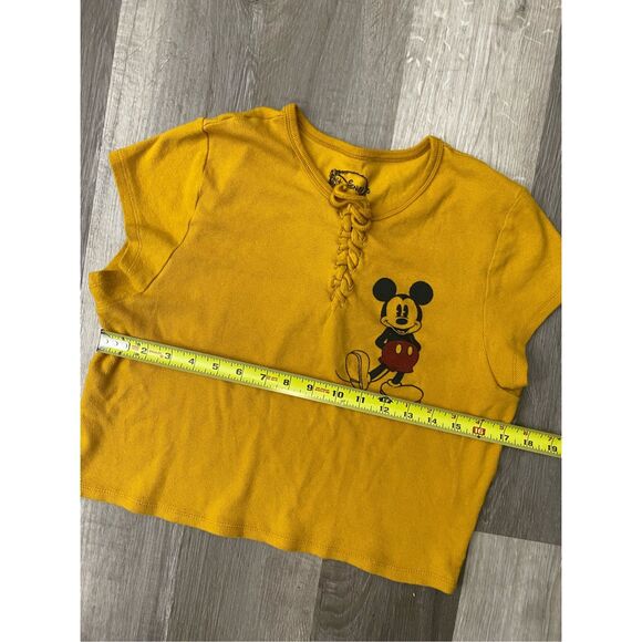 Disney Mickey Crop Top Golden Yellow Shirt, Size XL - Picture 3 of 5